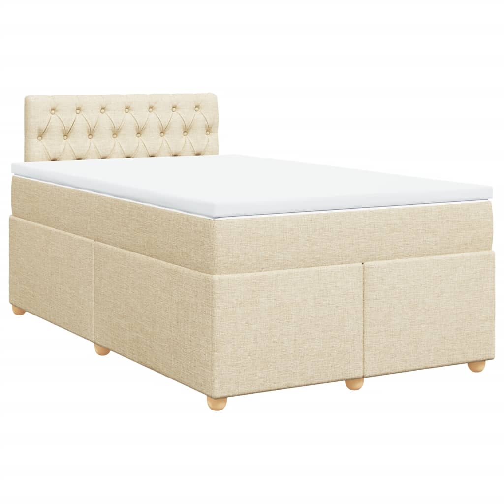 vidaXL Boxspring met matras stof crèmekleurig 120x190 cm afbeelding