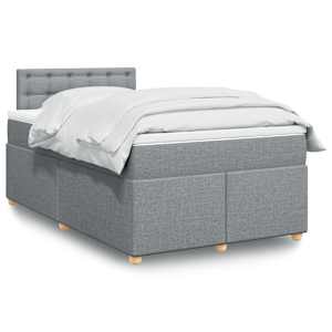 Boxspring postelja z vzmetnico svetlo siva 120x190 cm blago