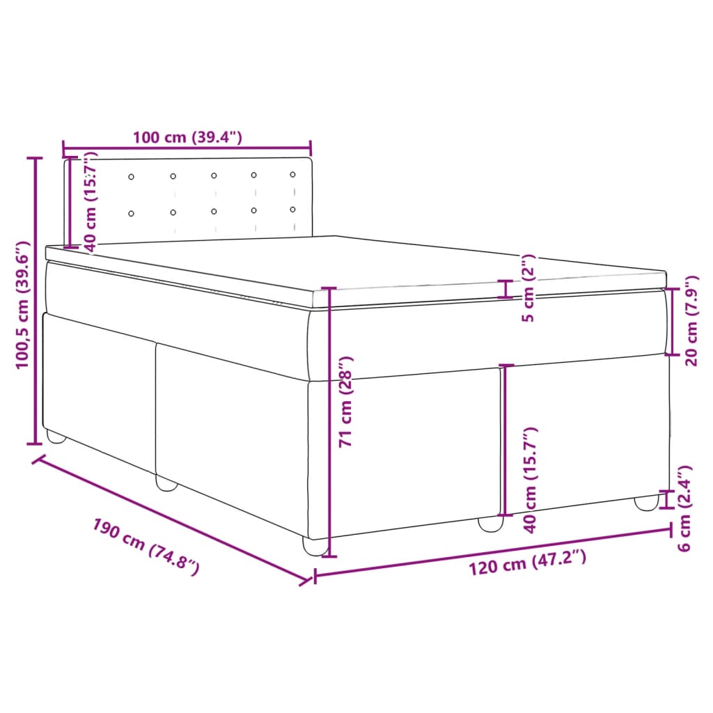 Box spring postel s matrací tmavě šedá 120x190 cm textil - obrázek 18