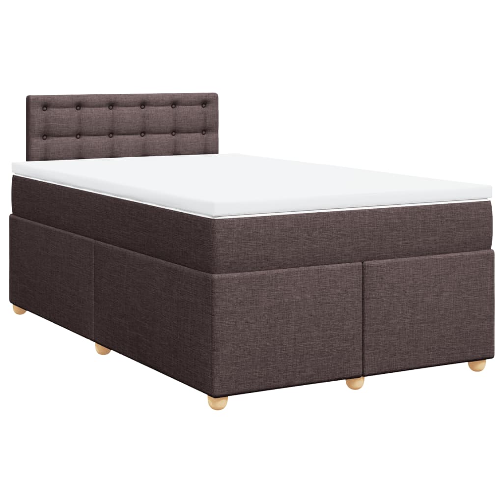 vidaXL Boxspring met matras stof donkerbruin 120x190 cm afbeelding