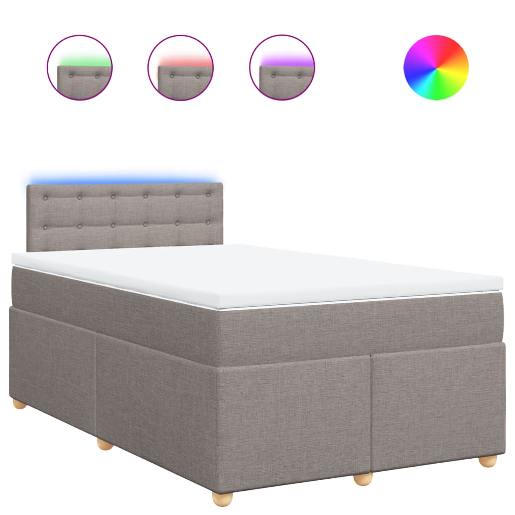 vidaXL Boxspring met matras stof taupe 120x190 cm, foto 3