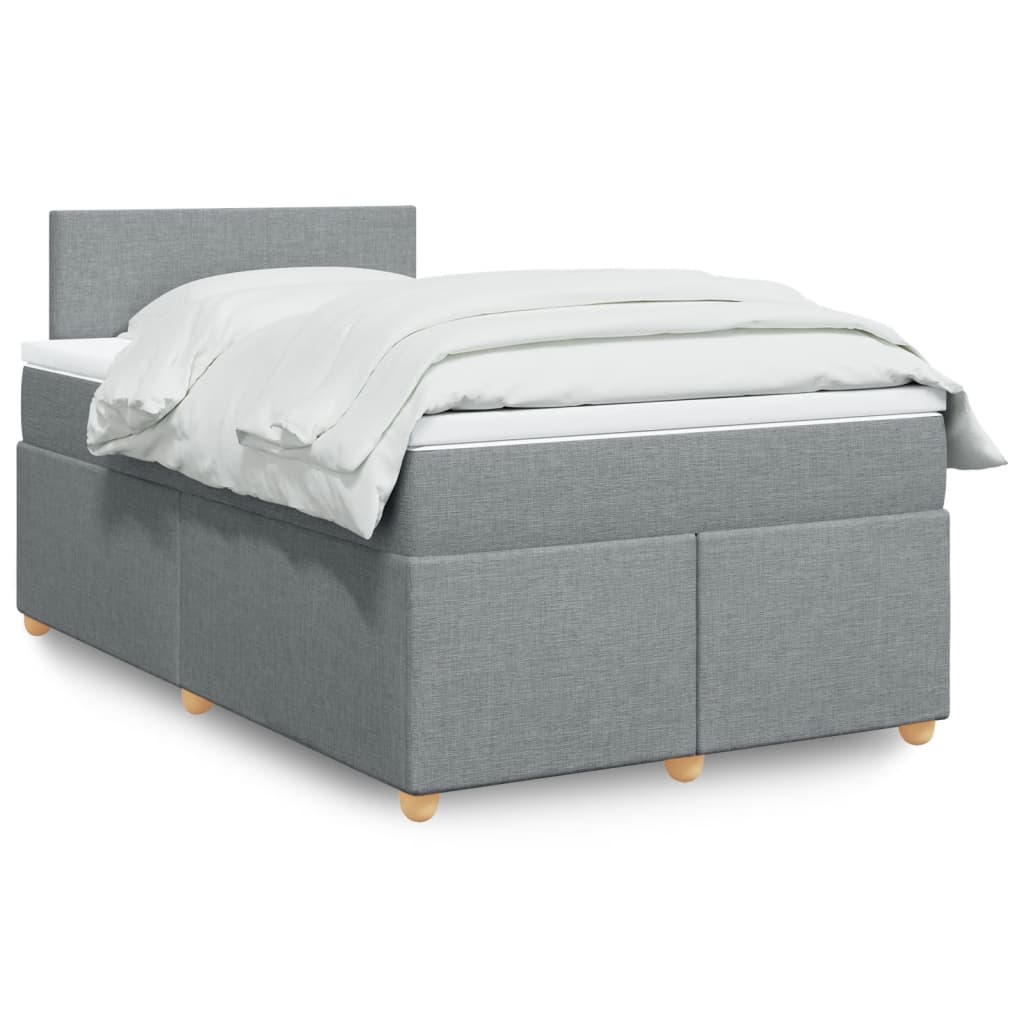 Boxspringbett mit Matratze Hellgrau 120×200 cm Stoff