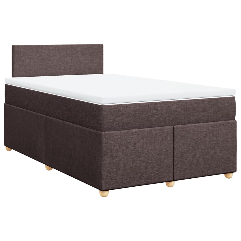 vidaXL Boxspring met matras stof donkerbruin 120x200 cm afbeelding