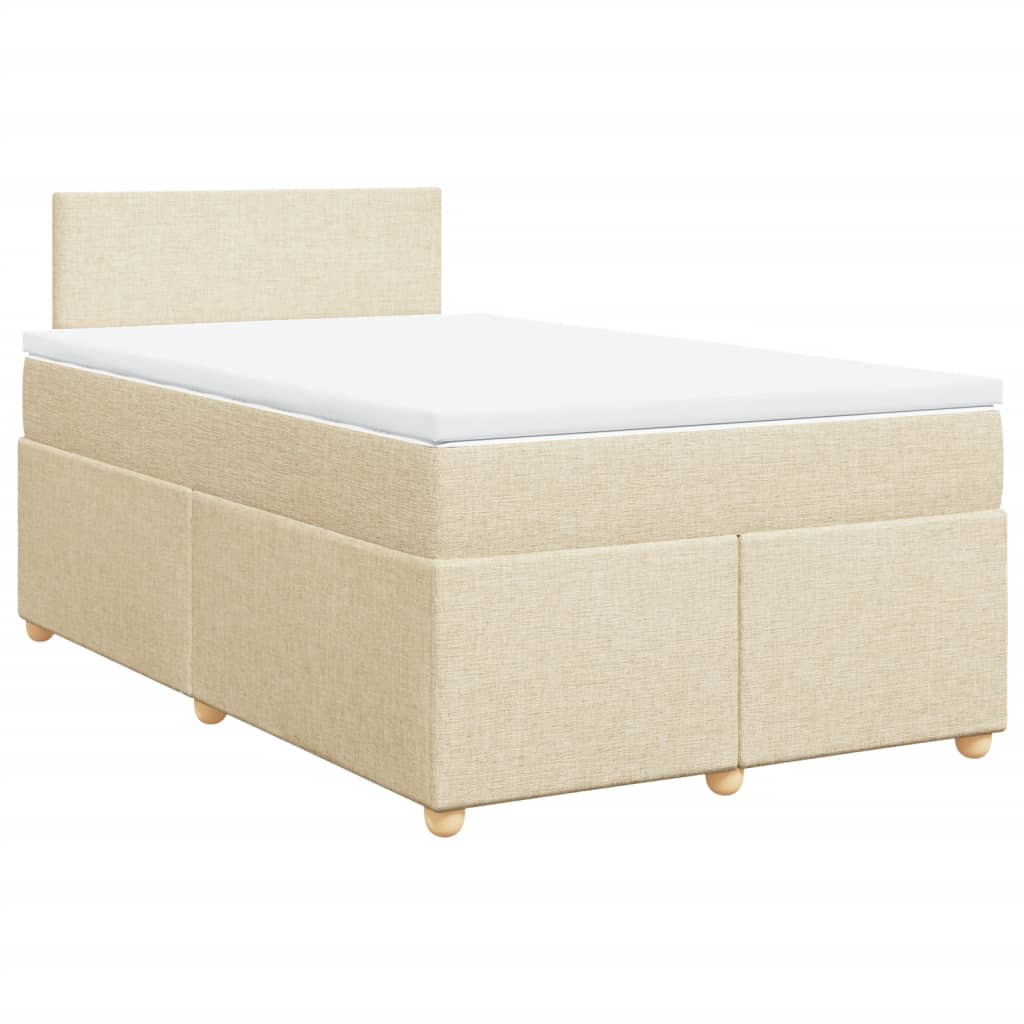 vidaXL Boxspring met matras stof crèmekleurig 120x200 cm afbeelding