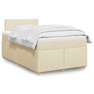 Box spring postelja z vzmetnico krem 120x200 cm blago
