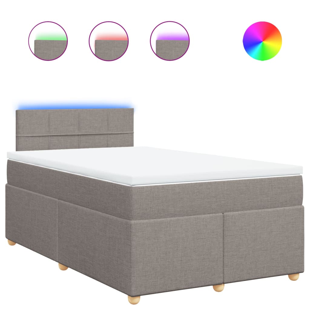vidaXL Boxspring met matras stof taupe 120x200 cm, foto 3