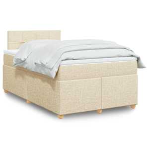 Box spring postelja z vzmetnico krem 120x200 cm blago