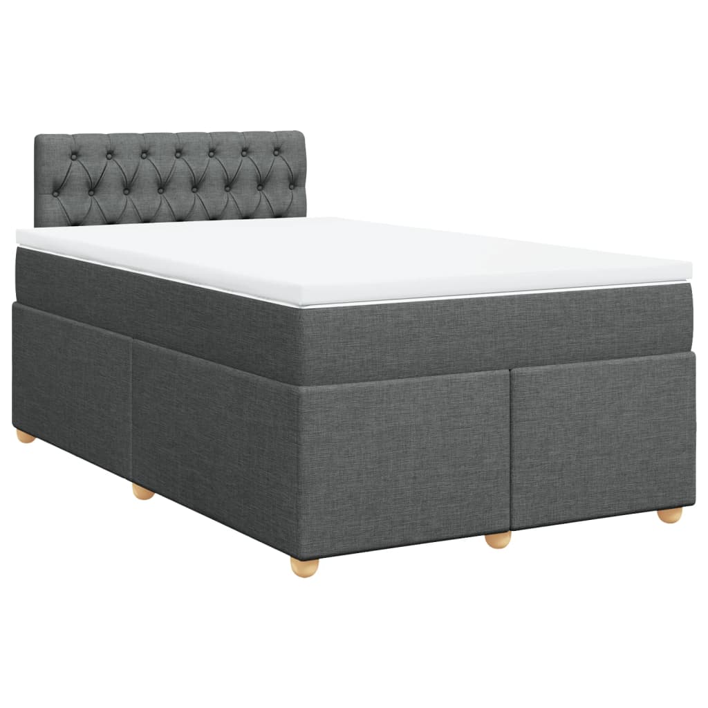 vidaXL Boxspring met matras stof donkergrijs 120x200 cm afbeelding