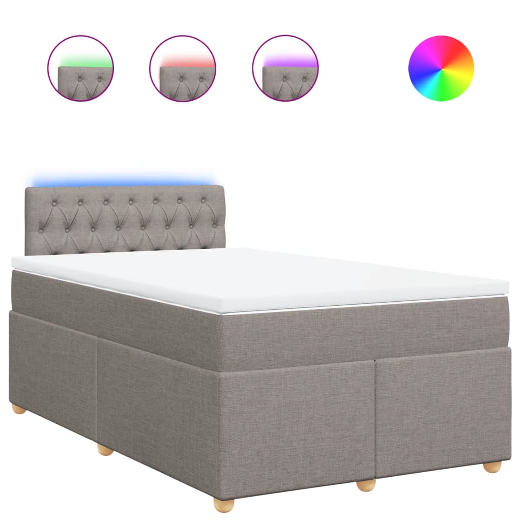 vidaXL Boxspring met matras stof taupe 120x200 cm, foto 3