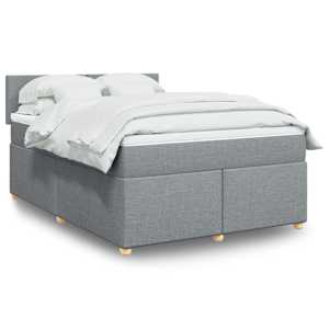 Box spring postel s matrací světle šedá 140 x 190 cm textil - obrázek 1