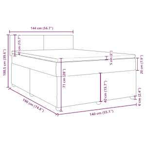 Box spring postel s matrací tmavě šedý 140 x 190 cm textil - obrázek 18