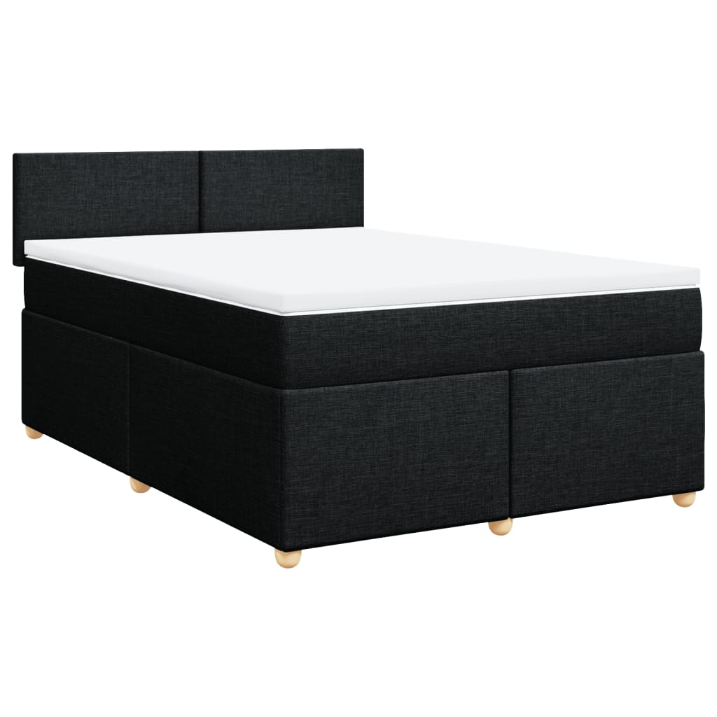 vidaXL Boxspring met matras stof zwart 140x190 cm afbeelding