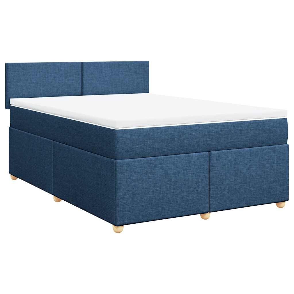 vidaXL Boxspring met matras stof blauw 140x190 cm afbeelding