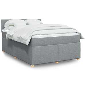 Box spring postel s matrací světle šedá 140 x 190 cm textil - obrázek 1