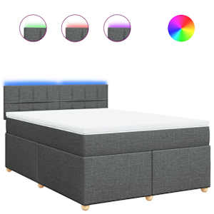 Box spring postel s matrací tmavě šedý 140 x 190 cm textil - obrázek 2