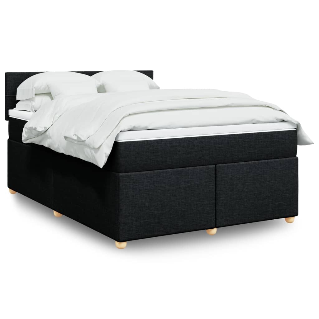 vidaXL Boxspringbett mit Matratze Schwarz 140x190 cm Stoff