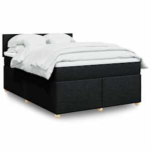 Box spring postel s matrací černá 140 x 190 cm textil - obrázek 1