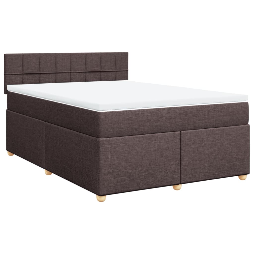 vidaXL Boxspring met matras stof donkerbruin 140x190 cm afbeelding
