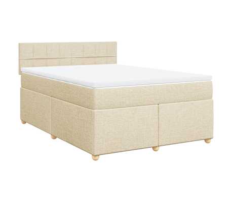 vidaXL Cama com molas/colch&atilde;o 140x190 cm tecido cor creme