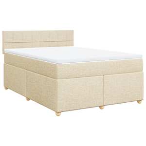 vidaXL Cama com molas/colch&atilde;o 140x190 cm tecido cor creme