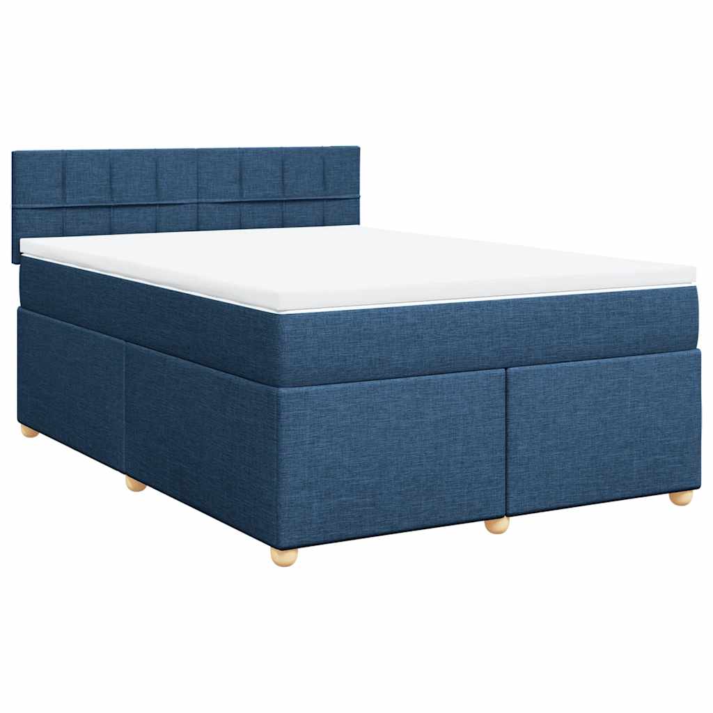 vidaXL Boxspring met matras stof blauw 140x190 cm afbeelding