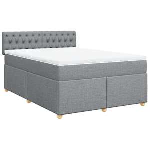 Box spring postel s matrací světle šedá 140 x 190 cm textil - obrázek 3