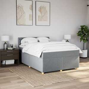 Box spring postel s matrací světle šedá 140 x 190 cm textil - obrázek 4