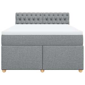 Box spring postel s matrací světle šedá 140 x 190 cm textil - obrázek 6