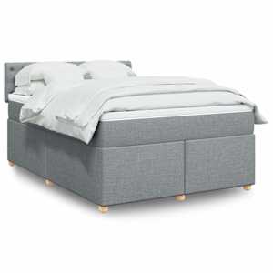 Box spring postel s matrací světle šedá 140 x 190 cm textil - obrázek 1