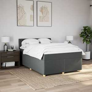 Box spring postel s matrací tmavě šedý 140 x 190 cm textil - obrázek 4