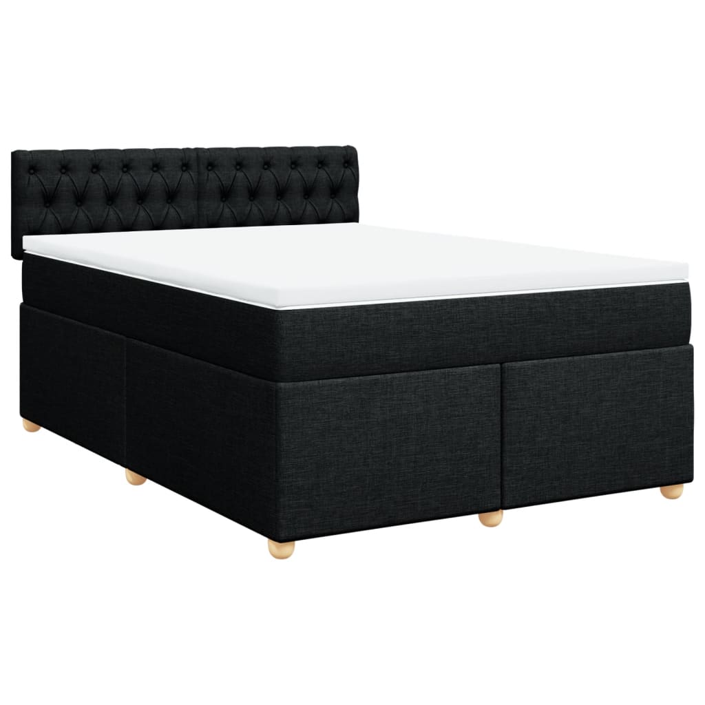vidaXL Boxspring met matras stof zwart 140x190 cm afbeelding