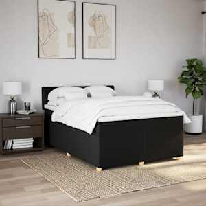 Box spring postel s matrací černá 140 x 190 cm textil - obrázek 4