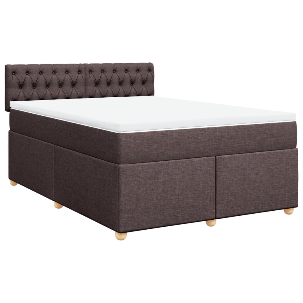 vidaXL Boxspring met matras stof donkerbruin 140x190 cm afbeelding
