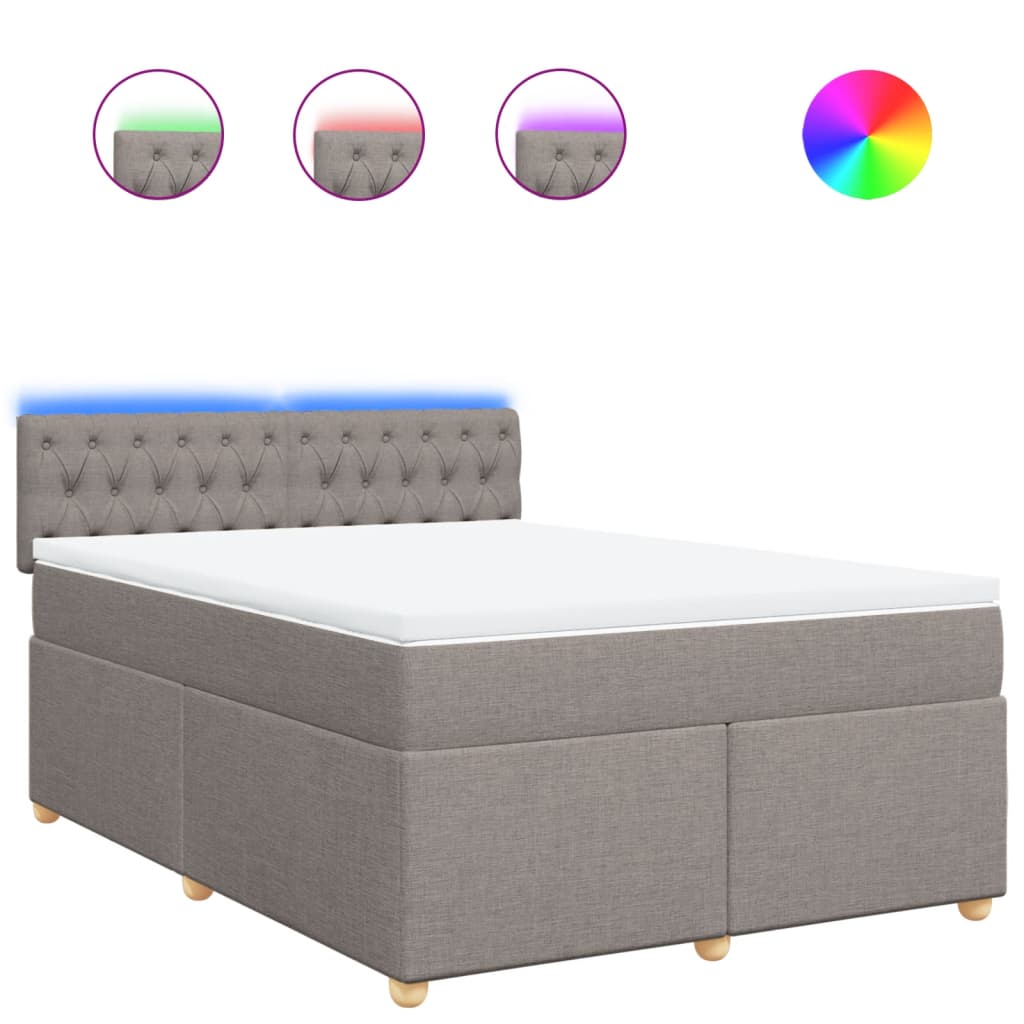 vidaXL Boxspring met matras stof taupe 140x190 cm, foto 3