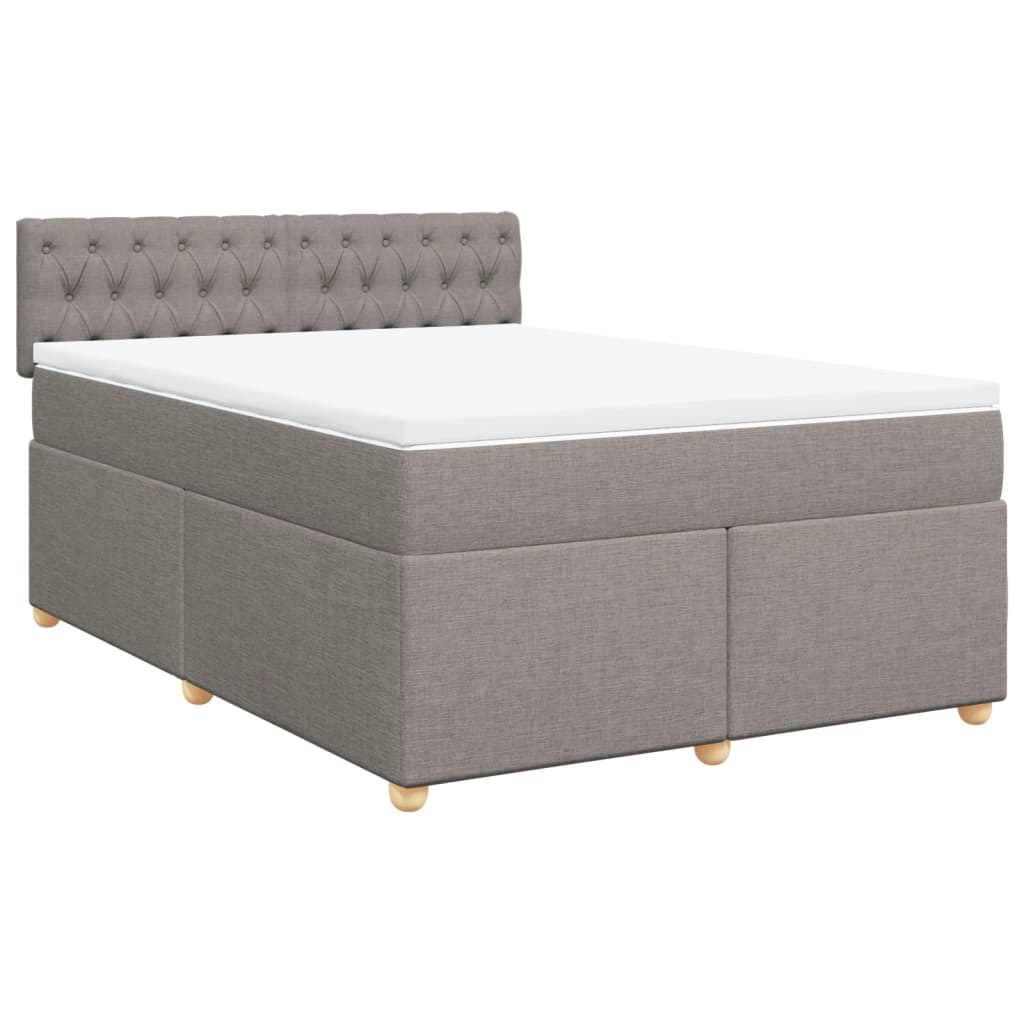 vidaXL Boxspring met matras stof taupe 140x190 cm afbeelding