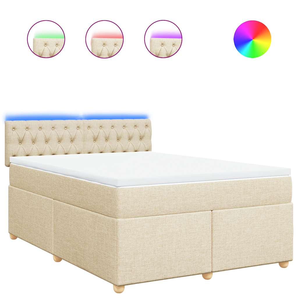 vidaXL Boxspring met matras stof crèmekleurig 140x190 cm, foto 3