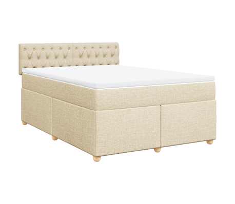 vidaXL Boxspring met matras stof crèmekleurig 140x190 cm