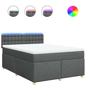 Box spring postel s matrací tmavě šedý 140 x 190 cm textil - obrázek 2