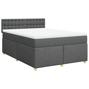 Box spring postel s matrací tmavě šedý 140 x 190 cm textil - obrázek 3