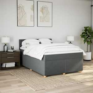 Box spring postel s matrací tmavě šedý 140 x 190 cm textil - obrázek 4