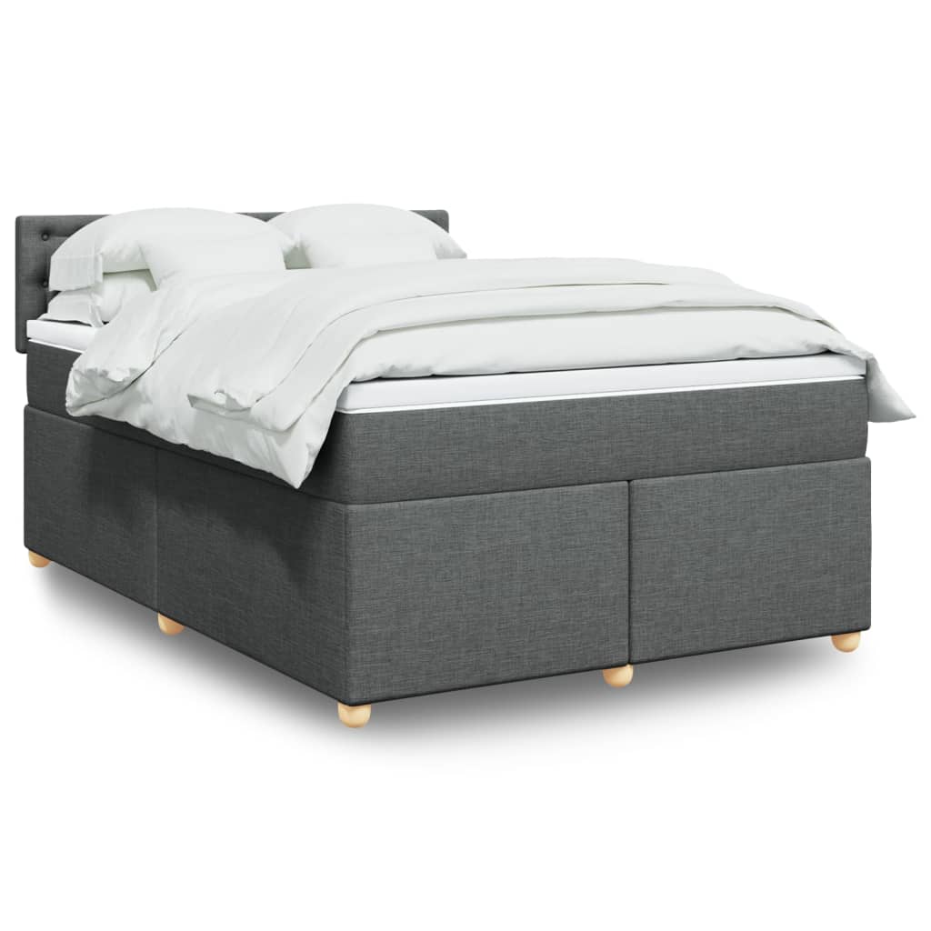 vidaXL Boxspringbett mit Matratze Dunkelgrau 140x190 cm Stoff