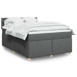 Box spring postel s matrací tmavě šedý 140 x 190 cm textil - obrázek 1