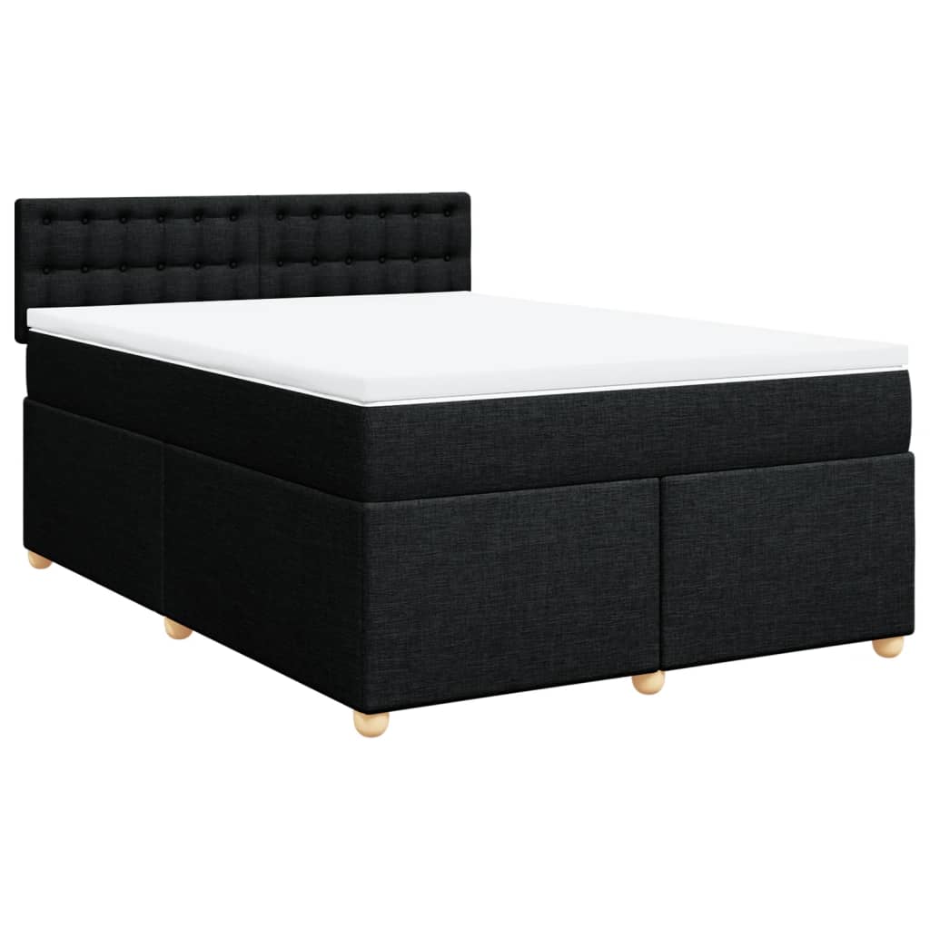 vidaXL Boxspring met matras stof zwart 140x190 cm afbeelding