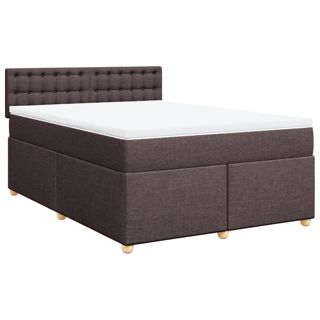 vidaXL Boxspring met matras stof donkerbruin 140x190 cm afbeelding
