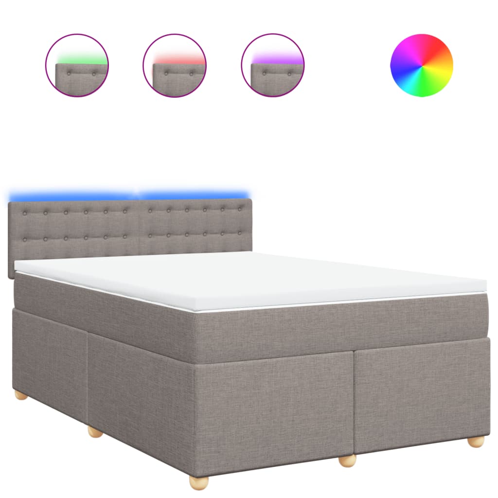 vidaXL Boxspring met matras stof taupe 140x190 cm, foto 3
