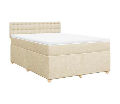 vidaXL Cama box spring con colch&oacute;n tela color crema 140x190 cm