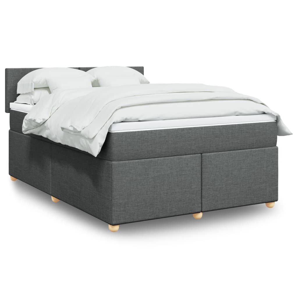 Boxspringbett mit Matratze Dunkelgrau 140×200 cm Stoff