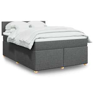 Box spring postel s matrací tmavě šedá 140x200 cm textil - obrázek 1