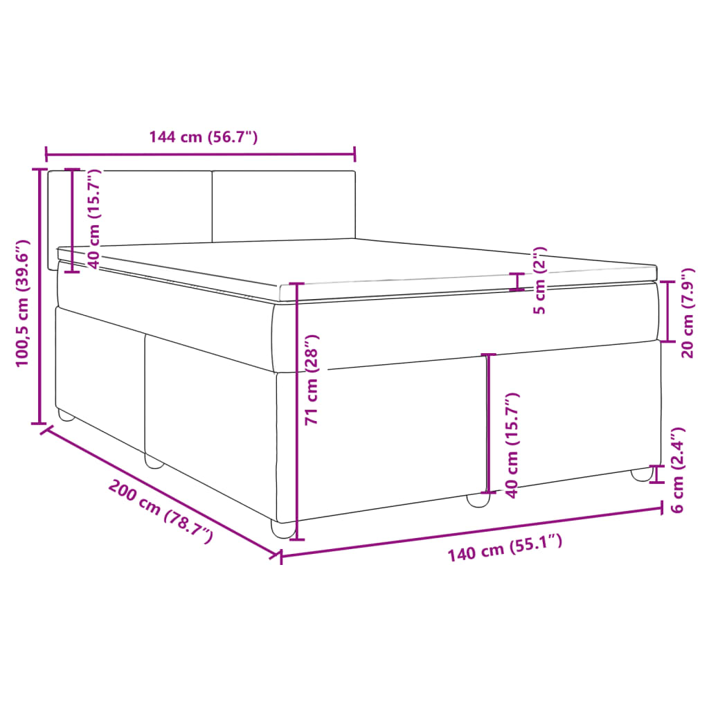 Box spring postel s matrací tmavě hnědá 140x200 cm textil - obrázek 18
