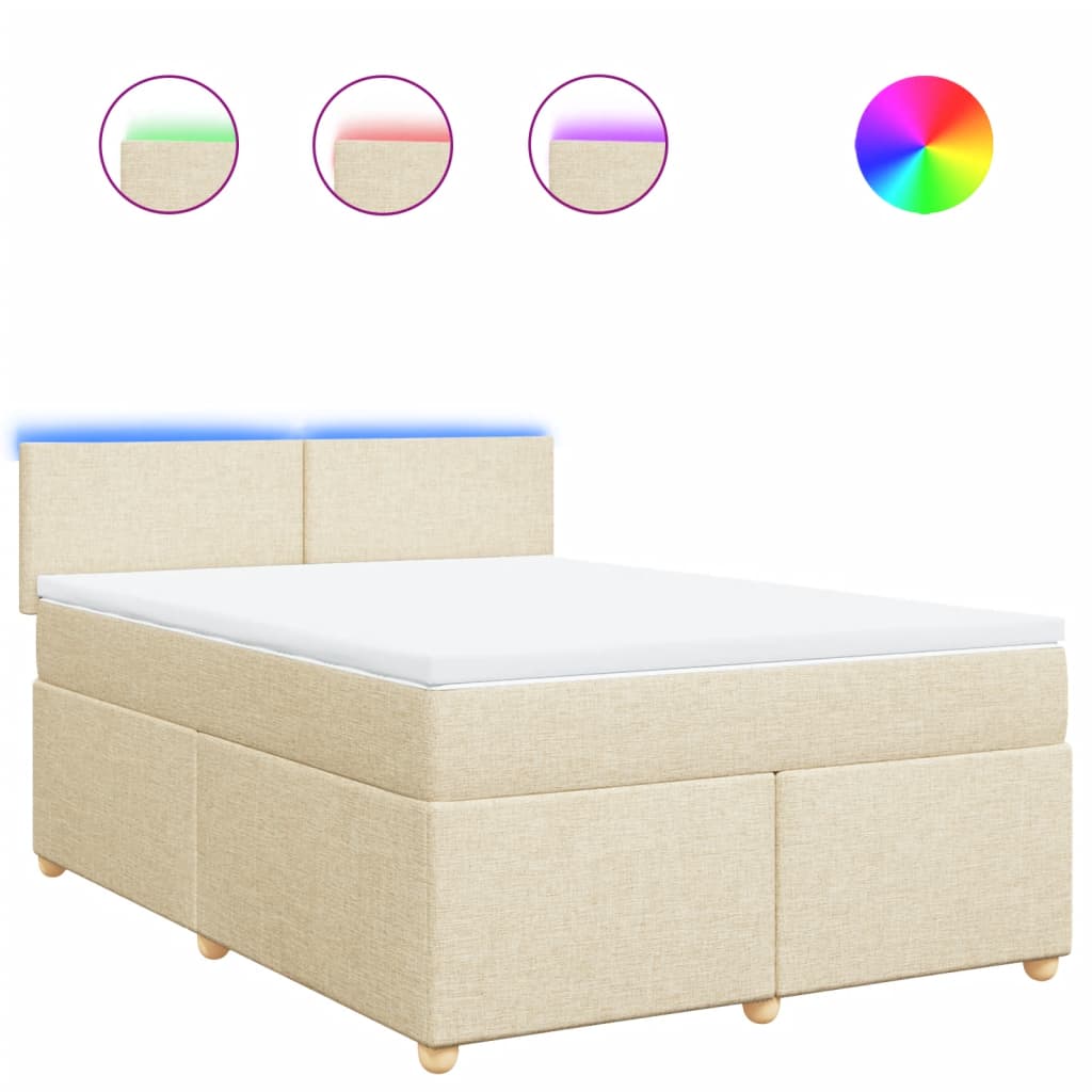 vidaXL Box spring postel s matrací krémová 140x200 cm textil
